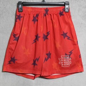 Eric Emanuel Shorts Youth Medium Red Mesh Star Lightning Basketball Made in USA